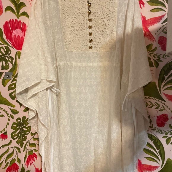 Authentic GUCCI | Ivory GG & FLOWER EMBROIDERED Short Summer DRESS & SLIP - Picture 1 of 10